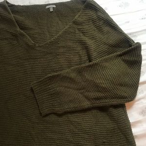 Olive Green V neck Sweater